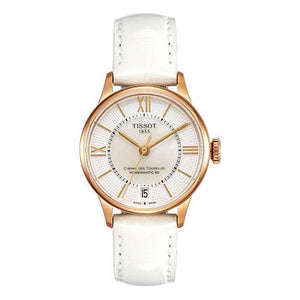 Tissot Chemin Des Tourelles Powermatic 80 Lady Silver Dial White Leather Strap Watch For Women - T099.207.36.118.00 Authentic Buy Shop Now