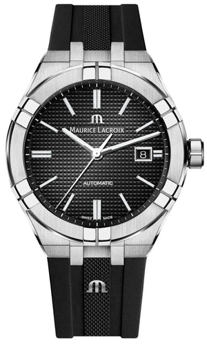 Maurice Lacroix Aikon Automatic Black Dial Black Rubber Strap Watch For Men - AI6008-SS000-330-2 Authentic Buy Shop Now