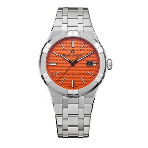 Maurice Lacroix Aikon Limited Edition Automatic Date Orange Dial Silver Steel Strap Watch For Men - AI6008-SS00F-530-1 Authentic Buy Shop Now