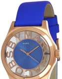 Marc Jacobs Henry Skeleton Blue Dial Blue Leather Strap Watch for Women - MBM1244 Authentic Buy Shop Now