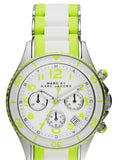 Marc Jacobs Rock Chronograph White Dial White & Green Silicone Strap Watch for Women - MBM2592 Authentic Buy Shop Now