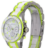 Marc Jacobs Rock Chronograph White Dial White & Green Silicone Strap Watch for Women - MBM2592 Authentic Buy Shop Now