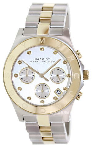 Marc Jacobs Blade Chronograph Silver Dial Two Tone Steel Strap Watch for Women - MBM3177 Authentic Buy Shop Now