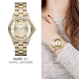 Marc Jacobs Henry Transparent Gold Dial Gold Steel Strap Watch for Women - MBM3338 Authentic Buy Shop Now