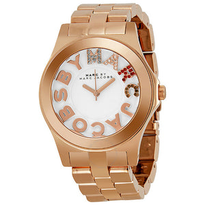 Marc Jacobs Rivera White Dial Rose Gold Steel Strap Watch for Women - MBM3138 Authentic Buy Shop Now