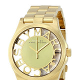 Marc Jacobs Henry Transparent Gold Dial Gold Steel Strap Watch for Women - MBM3206 Authentic Buy Shop Now