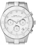 Marc Jacobs Blade Chronograph White Dial Silver Steel Strap Watch for Women - MBM3080 Authentic Buy Shop Now