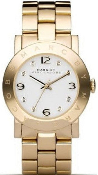 Marc Jacobs Amy White Dial Gold Steel Strap Watch for Women - MBM3182 Authentic Buy Shop Now