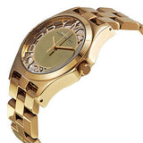 Marc Jacobs Henry Transparent Gold Dial Gold Steel Strap Watch for Women - MBM3206 Authentic Buy Shop Now
