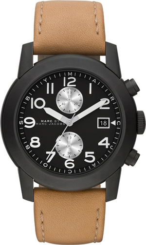 Marc Jacobs Larry Chronograph Black Dial Brown Leather Strap Watch for Men - MBM5053 Authentic Buy Shop Now