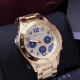 Marc Jacobs Rock Metal Chronograph Gold Dial Gold Steel Strap Watch for Men - MBM3158 Authentic Buy Shop Now