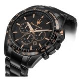 Maserati Traguardo Chronograph Black Dial Black Steel Strap Watch For Men - R8873612048 Authentic Buy Shop Now