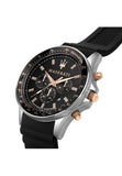Maserati SFIDA 44mm Black Silicon Chronograph Watch For Men - R8871640002 Authentic Buy Shop Now