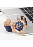 Maserati Potenza 42mm Rose Gold & Blue Dial Blue Leather Strap Watch For Men - R8851108027 Authentic Buy Shop Now