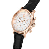 Maserati Epoca Chronograph White Dial Black Leather Strap Watch For Men - R8871618016 Authentic Buy Shop Now