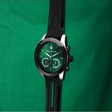 Maserati Traguardo Chronograph Green Dial Black Silicone Strap Watch For Men - R8871612043 Authentic Buy Shop Now