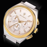 Maserati Triconic Chronograph White Dial Black Leather Strap Watch For Men - R8871639004 Authentic Buy Shop Now