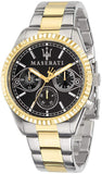 Maserati Competizione Chronograph Black Dial Two Tone Steel Strap Watch For Men - R8853100016 Authentic Buy Shop Now