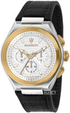 Maserati Triconic Chronograph White Dial Black Leather Strap Watch For Men - R8871639004 Authentic Buy Shop Now