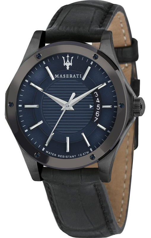 Maserati Circuito Blue Dial Black Leather Strap Watch For Men - R8851127002 Authentic Buy Shop Now