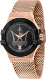 Maserati Potenza Classic Black Dial Rose Gold Mesh Bracelet Watch For Men - R8853108009 Authentic Buy Shop Now