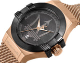 Maserati Potenza Classic Black Dial Rose Gold Mesh Bracelet Watch For Men - R8853108009 Authentic Buy Shop Now