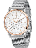 Maserati Epoca White Dial Chronograph Silver Mesh Bracelet Watch For Men - R8873618009 Authentic Buy Shop Now
