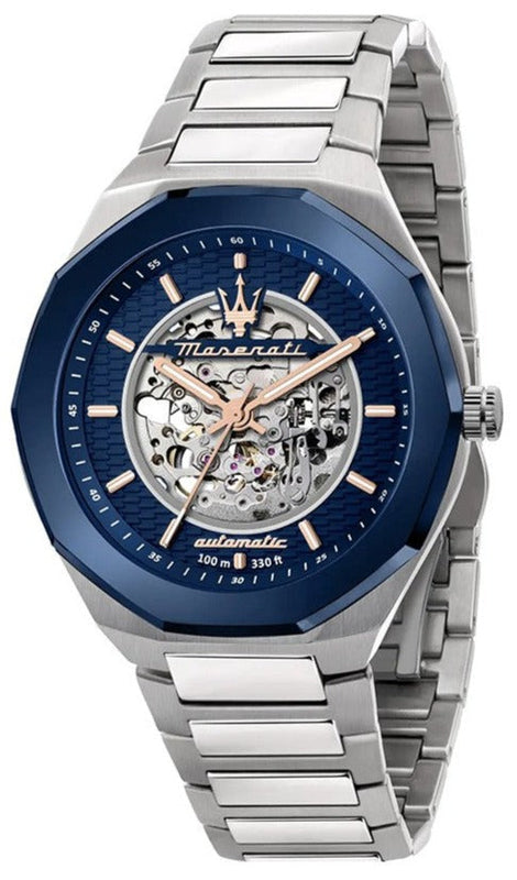 Maserati Stile Automatic Skeleton Silver Dial Silver Steel Strap Watch For Men - R8823142004 Authentic Buy Shop Now