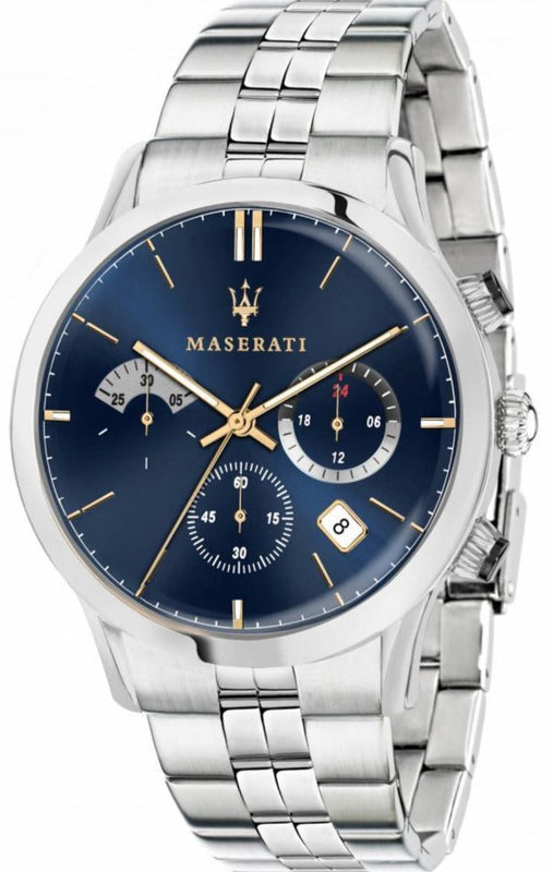 Maserati Ricordo Chronograph Blue Dial Silver Steel Strap Watch For Men - R8873633001 Authentic Buy Shop Now