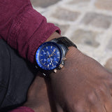 Maserati SFIDA Chronograph Blue Dial Grey Steel Strap Watch For Men - R8873640001 Authentic Buy Shop Now