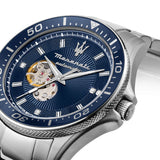 Maserati SFIDA Automatic Skeleton Blue Dial Silver Steel Strap Watch For Men - R8823140007 Authentic Buy Shop Now