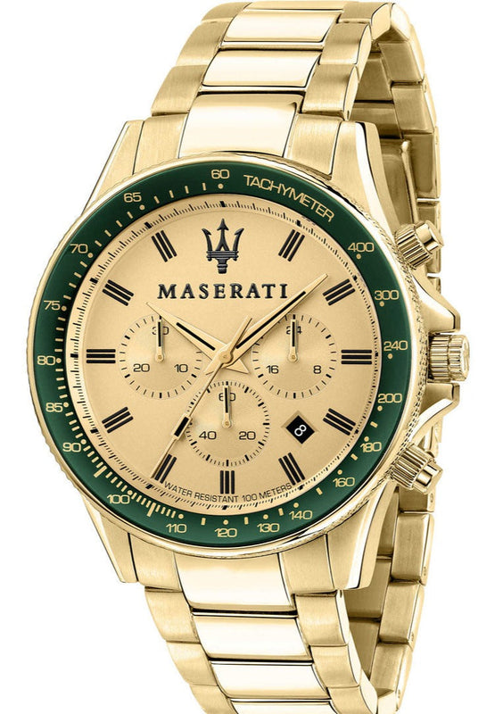 Maserati SFIDA Quartz Yellow Dial Gold Strap Watch For Men - R8873640005 Authentic Buy Shop Now