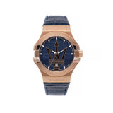 Maserati Potenza 42mm Rose Gold & Blue Dial Blue Leather Strap Watch For Men - R8851108027 Authentic Buy Shop Now