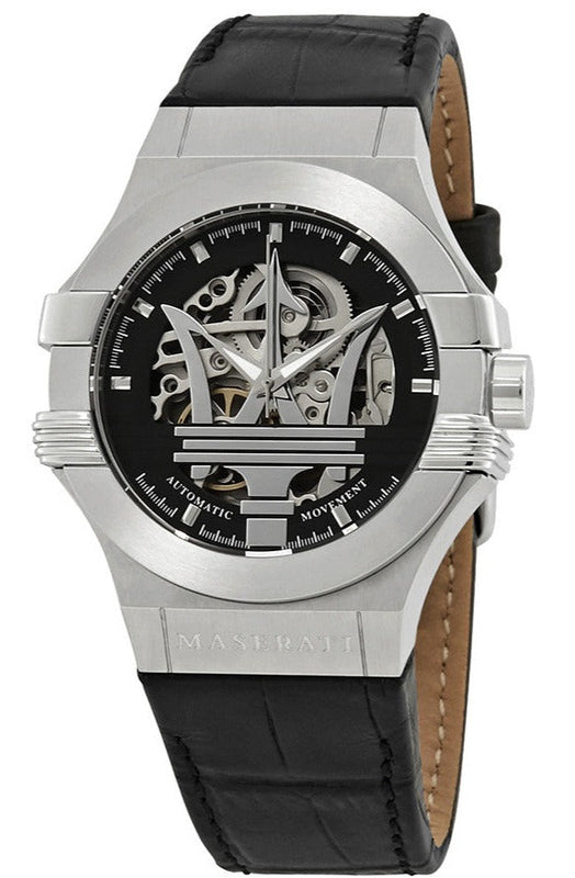 Maserati Potenza Automatic Black Dial Black Leather Strap Watch For Men - R8821108001 Authentic Buy Shop Now