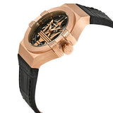 Maserati Potenza Automatic Rose Gold Dial Black Leather Strap Watch For Men - R8821108002 Authentic Buy Shop Now