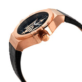 Maserati Potenza Automatic Rose Gold Dial Black Leather Strap Watch For Men - R8821108002 Authentic Buy Shop Now