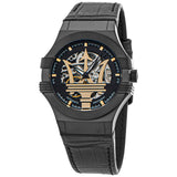 Maserati Potenza Skeleton Limited Edition Black Dial Black Leather Strap Watch For Men - R8821108027 Authentic Buy Shop Now