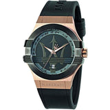 Maserati Potenza Black & Rose Gold Dial Black Rubber Strap Watch For Men - R8851108002 Authentic Buy Shop Now