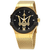 Maserati Potenza Quartz Black Dial Gold Mesh Bracelet Watch For Men - R8853108006 Authentic Buy Shop Now
