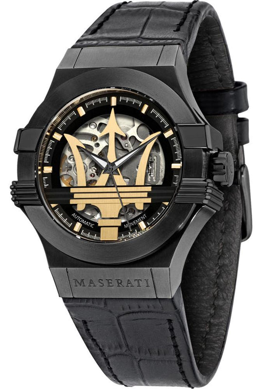 Maserati Potenza Automatic Black Dial Black Leather Strap Watch For Men - R8821108036 Authentic Buy Shop Now