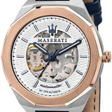 Maserati Stile Automatic Limited Edition White Dial Blue Leather Strap Watch For Men - R8821142001 Authentic Buy Shop Now