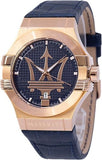 Maserati Potenza 42mm Rose Gold & Blue Dial Blue Leather Strap Watch For Men - R8851108027 Authentic Buy Shop Now