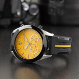 Maserati Traguardo Chronograph Yellow Dial Black Silicone Strap Watch For Men - R8871612045 Authentic Buy Shop Now