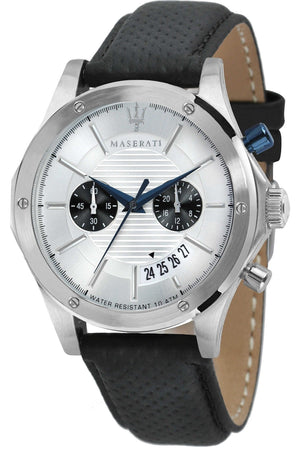 Maserati Circuito Chronograph Analog White Dial Black Leather Strap Watch for Men - R8871627005 Authentic Buy Shop Now