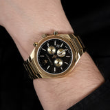 Maserati Stile 45mm Chronograph Black Dial Gold Steel Strap Watch For Men - R8873642001 Authentic Buy Shop Now