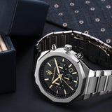 Maserati Stile Chronograph Black Dial Silver Steel Strap Watch For Men - R8873642010 Authentic Buy Shop Now