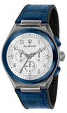 Maserati Triconic Chronograph White Dial Blue Leather Strap Watch For Men - R8871639001 Authentic Buy Shop Now
