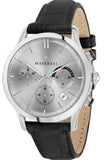 Maserati Ricordo Silver Dial Black Leather Strap Watch For Men - R8871633001 Authentic Buy Shop Now