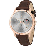 Maserati Ricordo Chronograph Silver Dial Brown Leather Strap Watch For Men - R8871633002 Authentic Buy Shop Now