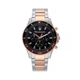 Maserati SFIDA Chronograph Black Dial Two Tone Steel Strap Watch For Men - R8873640009 Authentic Buy Shop Now